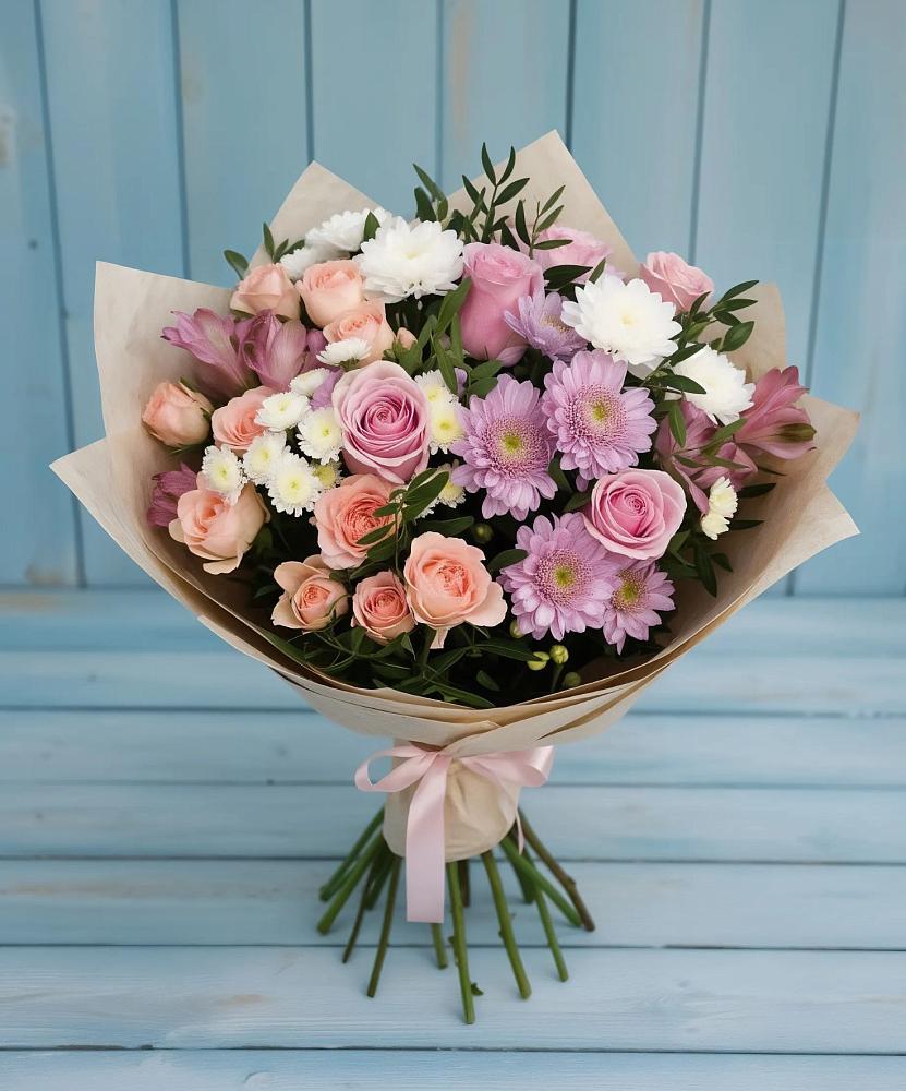 Букет цветов из: Хризантемы, Розы и Альстромерии в Турки