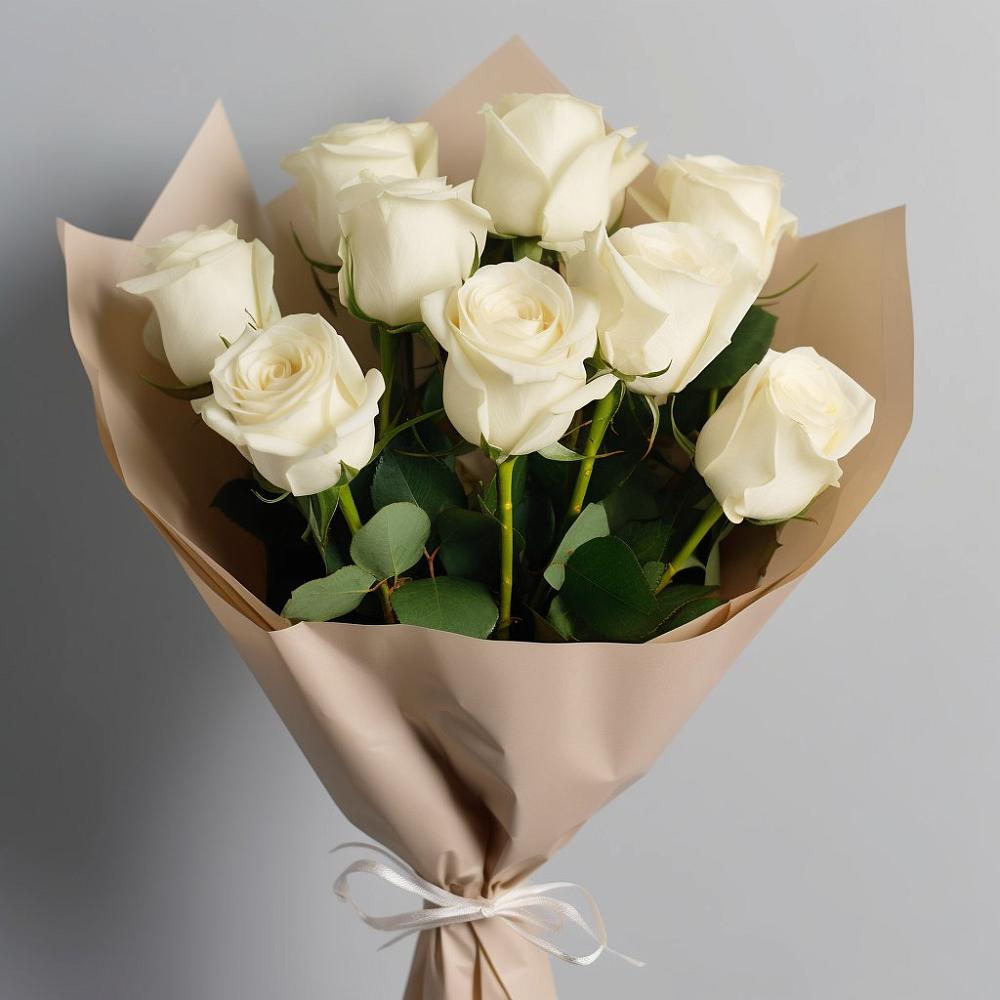 Букет 9 Белых роз Эдлесс Лав в Турки