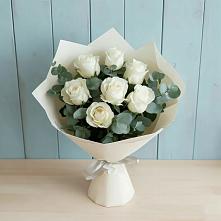 Букет Белые розы в Эвкалипте в Турки